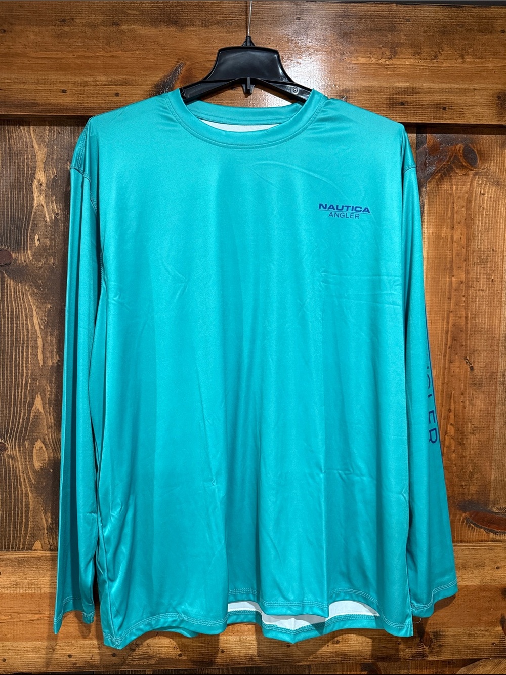 Nautica Men’s Long-Sleeve Angler Performance Shirt in Aqua Teal 2XL NWT
